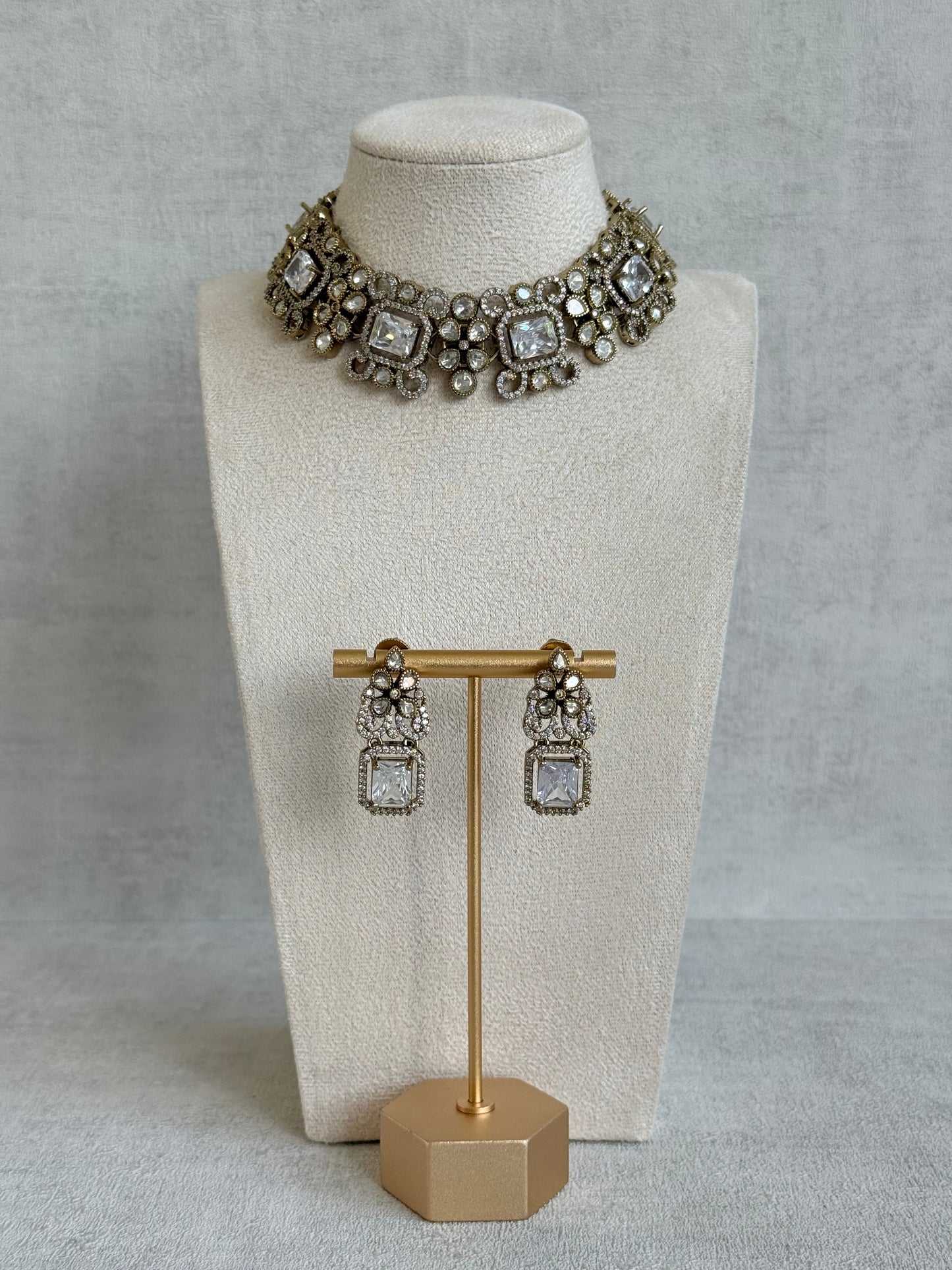 Ayura Designs Celine Set with Earrings – Moissanite Crystal Statement Set
