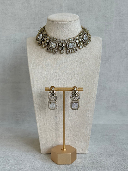 Ayura Designs Celine Set with Earrings – Moissanite Crystal Statement Set