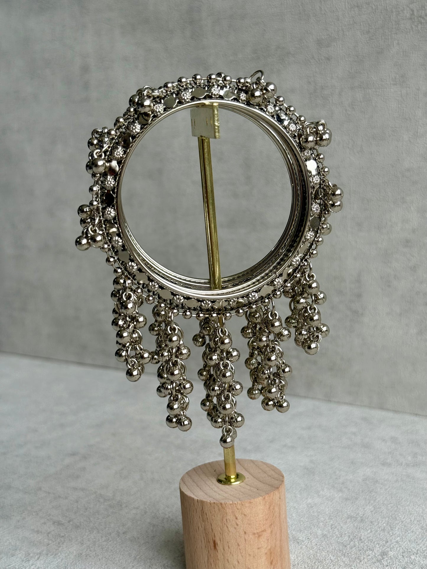 Ayura Designs Saawan Bangles – Silver Finish with Ghungroo Drops