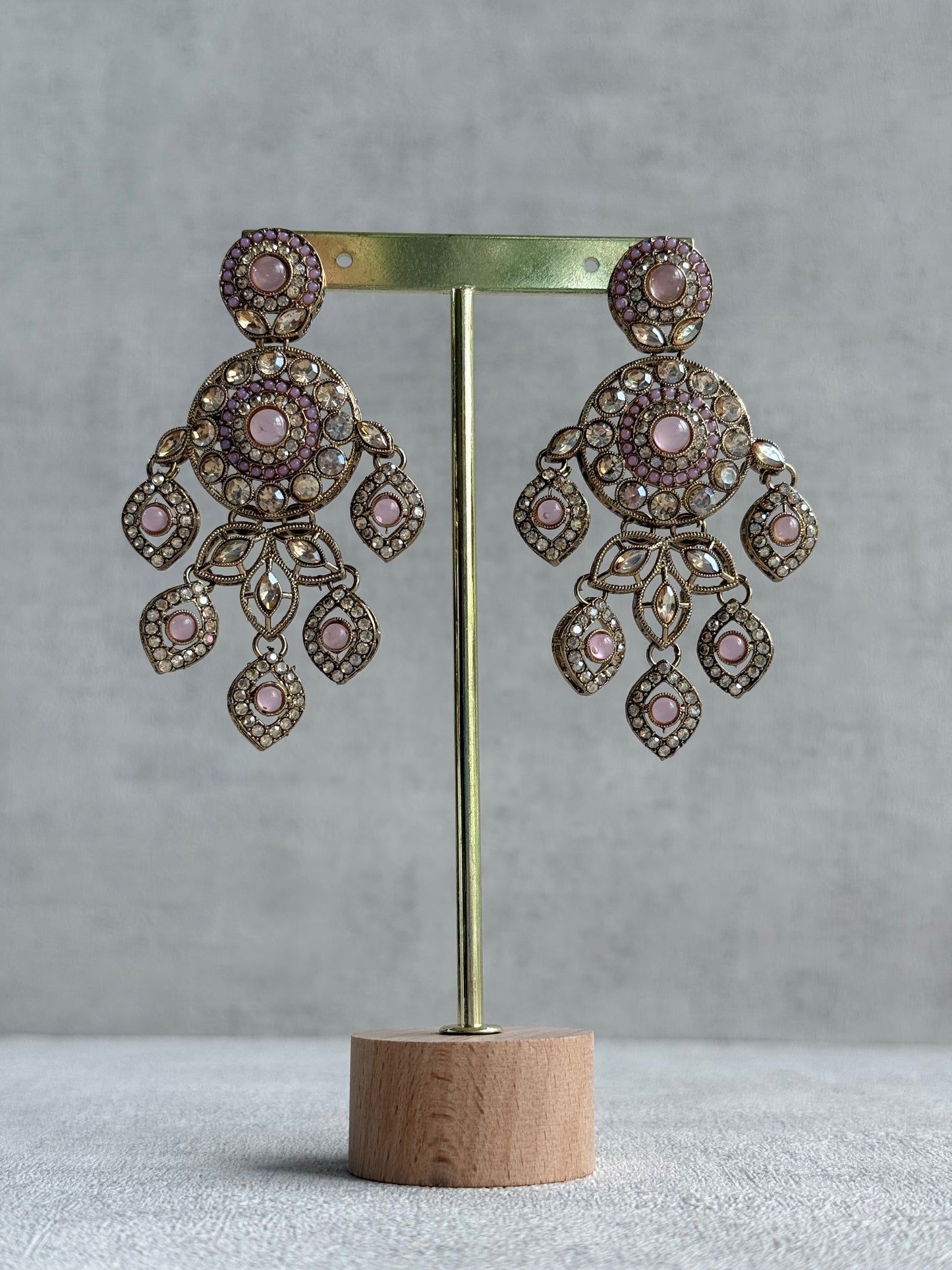 Ayura Designs Vanika Earrings – Lilac, Blush Pink & Champagne Crystal Gold Finish