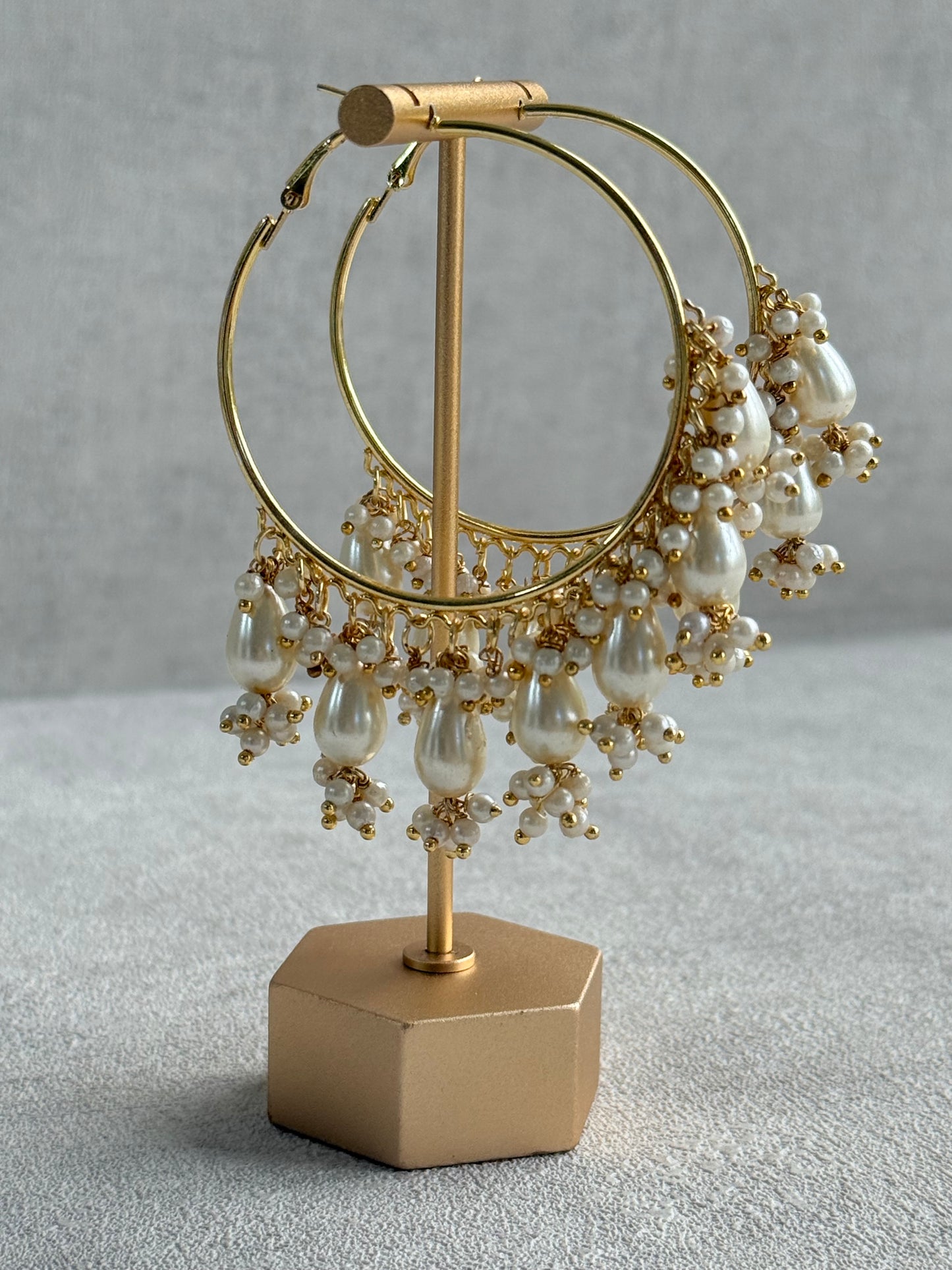 Ayura Designs Mehru Balis – Pearl Drop Balis in Gold Finish