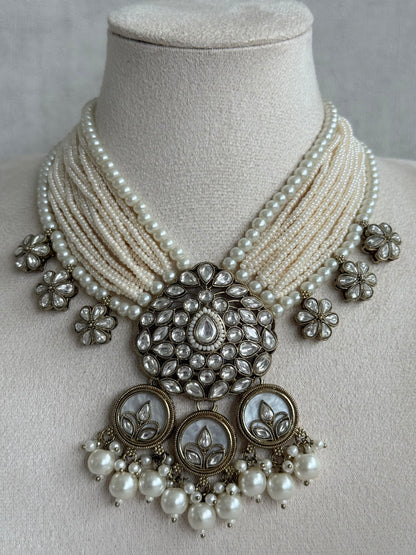Ayura Designs Callie Set with Earrings – Ivory Pearl & Jadau Detailing