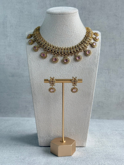 Ayura Designs Elisha Necklace Set with Earrings – Blush Pink & Crystal Stone Detailing