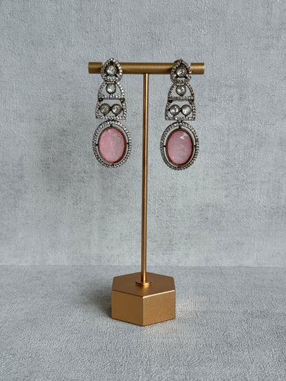 Ayura Designs Sadie Necklace Set with Earrings – Blush Pink Centre Stone, Moissanite Style Stones & Crystal Halo Detailing