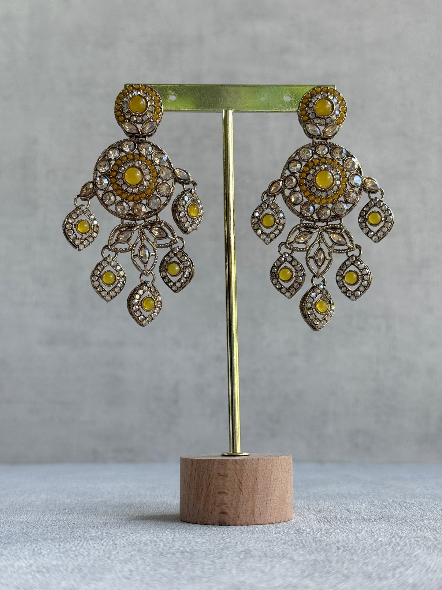 Ayura Designs Vanika Earrings – Marigold & Champagne Crystal Gold Finish