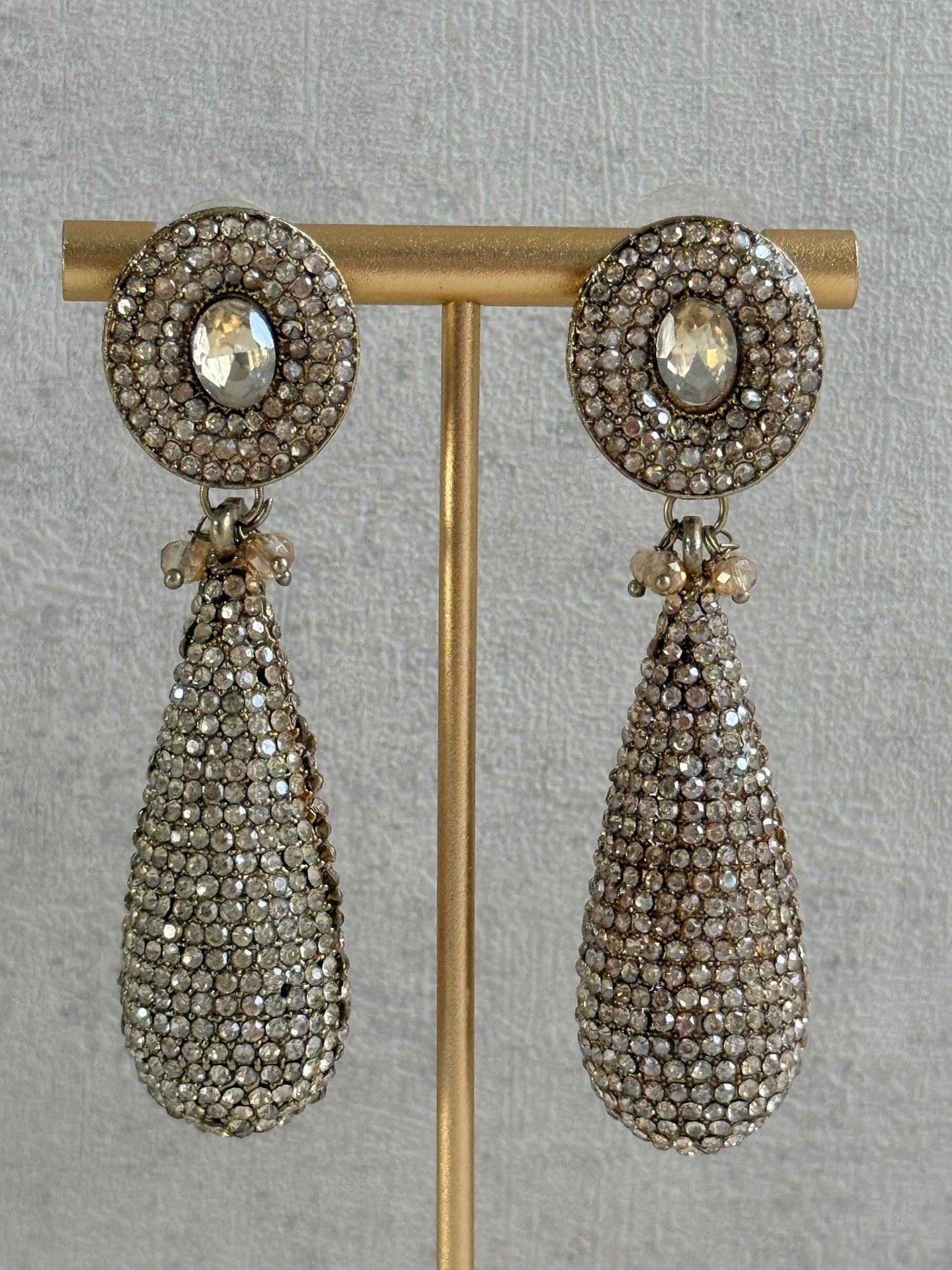 Ayura Designs Paisley Earrings – Champagne Crystal Embellished Teardrop Earrings