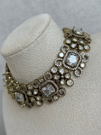 Ayura Designs Celine Set with Earrings – Moissanite Crystal Statement Set