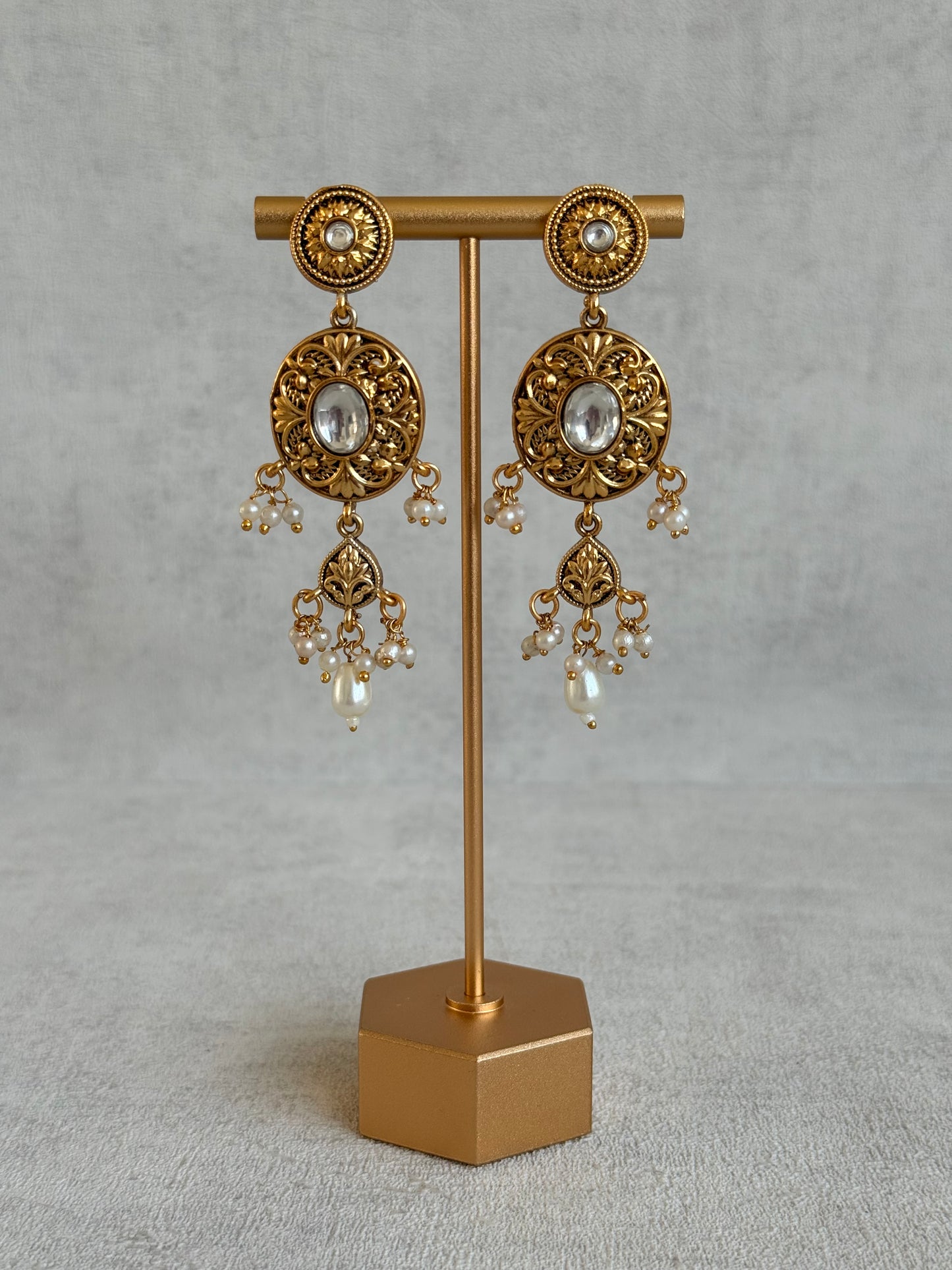 Ayura Designs Mohak Choker Set with Earrings & Tikka – Gold Waterfall Design with Kundan & Pearl Drops