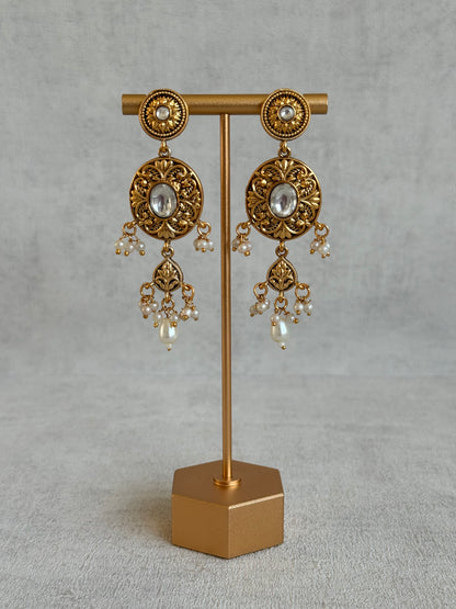 Ayura Designs Mohak Choker Set with Earrings & Tikka – Gold Waterfall Design with Kundan & Pearl Drops