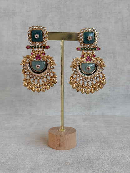 Ayura Designs Aranya Earrings – Sage Green & Rani Pink Statement Earrings