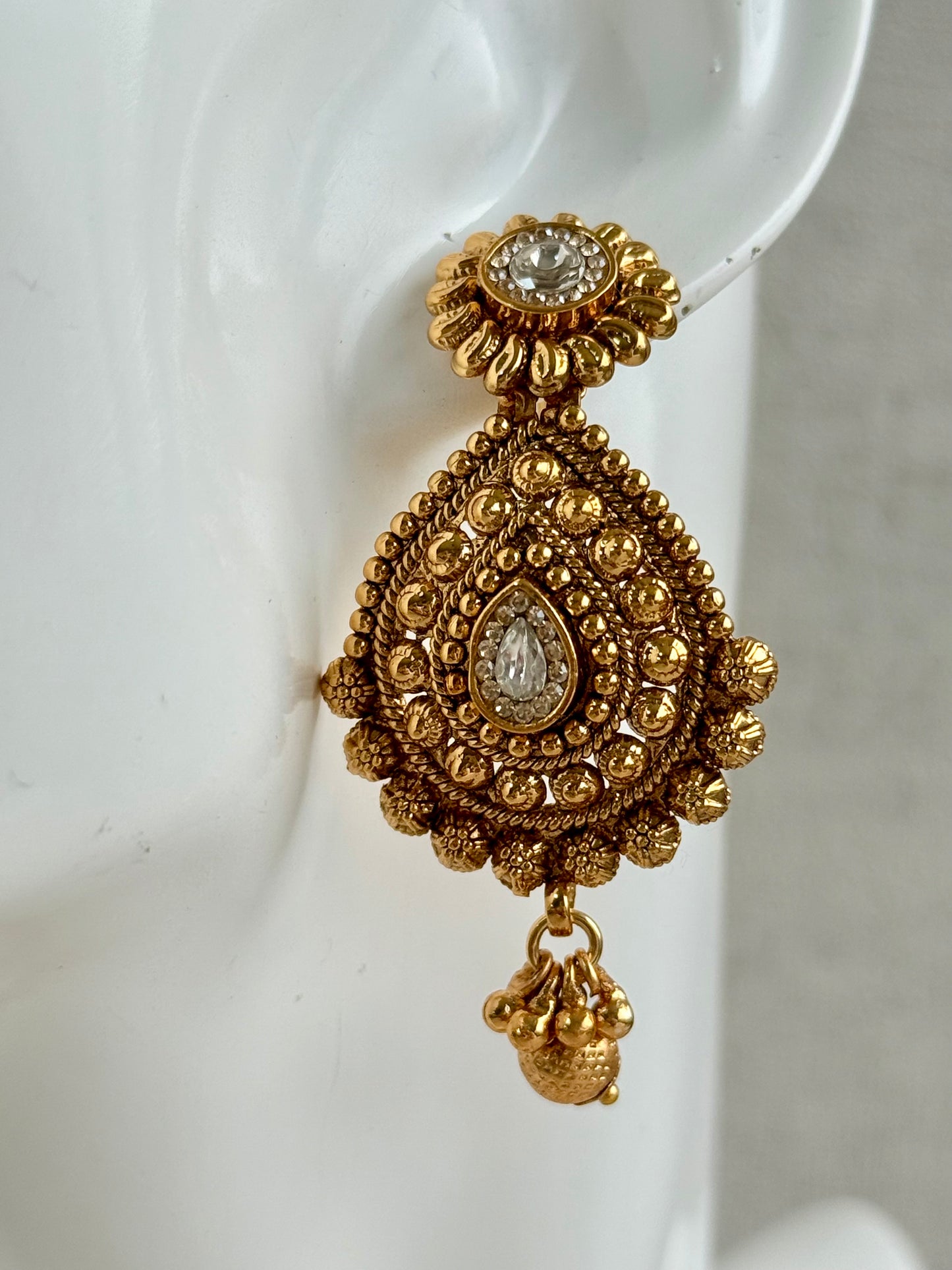 Ayura Designs Ayma Necklace Set with Earrings – Antique Gold Finish with All-Crystal Detailing