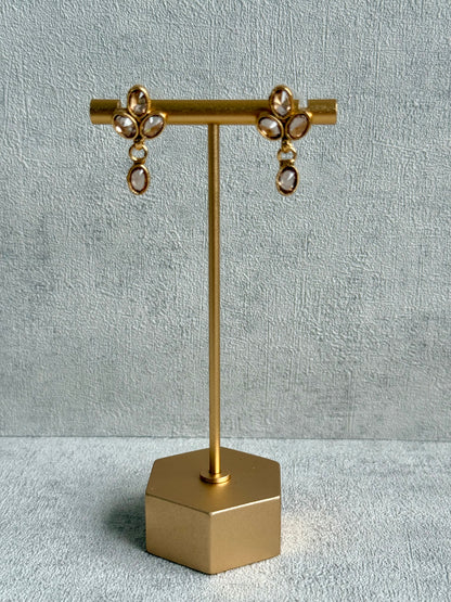 Ayura Designs Dhruvika Set – Necklace & Earrings with Champagne-Toned Stones & Antique Gold Finish