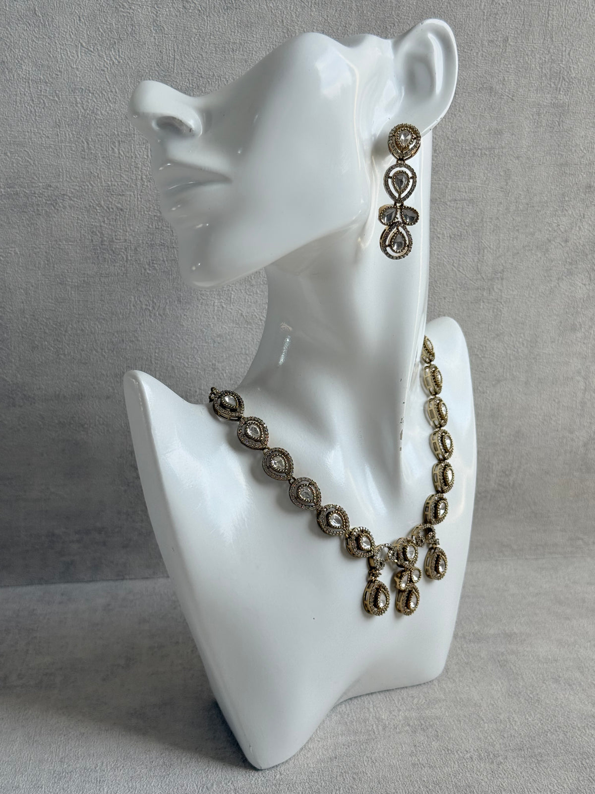 Ayura Designs Bianca Necklace Set with Earrings – Kundan, Crystals & Gold Finish