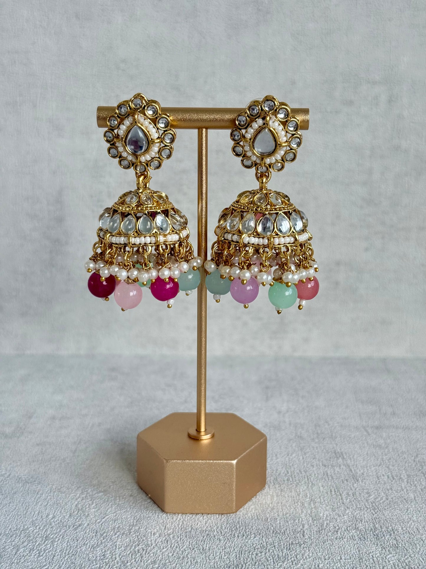 Ayura Designs Iyla Set with Necklace, Earrings & Tikka – Kundan Detailing, Ivory Pearl Drops & Multicolour Beads
