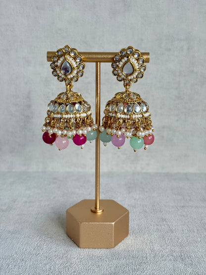 Ayura Designs Iyla Set with Necklace, Earrings & Tikka – Kundan Detailing, Ivory Pearl Drops & Multicolour Beads