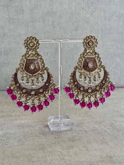 Ayura Designs Safa Antique Gold-Plated Chandbali Earrings with Pearl and Blue Bead Accents