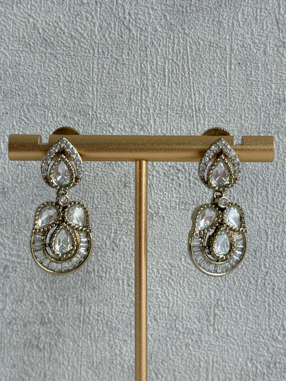 Ayura Designs Katalina Necklace Set with Earrings & Tikka – Crystal Detailing & Antique Gold Finish