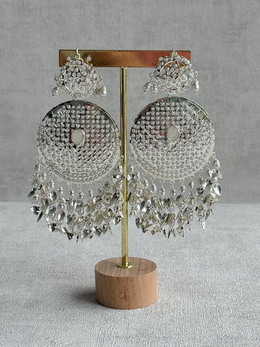 Ayura Designs Seerat Earrings – Silver Pippal Patti Design with Pearls