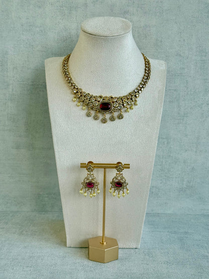 Ayura Designs Amreen Set with Earrings – Interchangeable Centre Stones with Peacock Motifs, Crystal Detailing & Pearl Drops