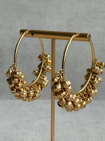 Ayura Designs Ghungroo Balis – Hoop Earrings with Traditional Ghungroo Detailing in Antique Gold Finish