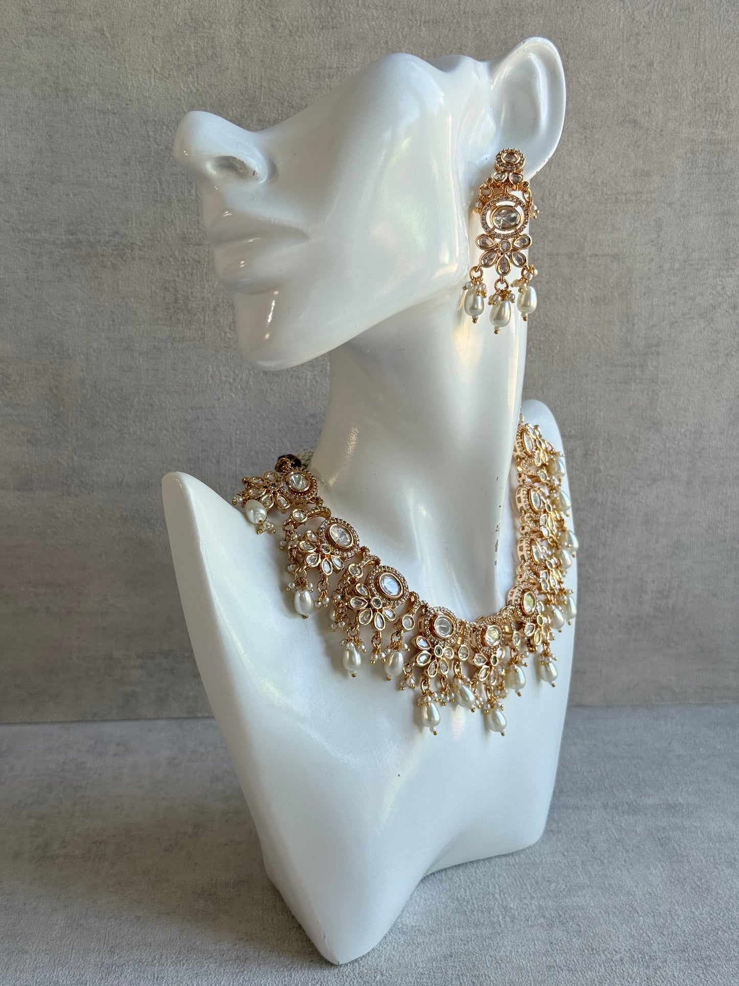 Ayura Designs Ipsita Necklace Set with Earrings – Kundan & Pearl Drop Detailing