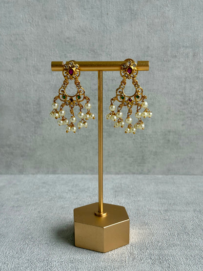 Ayura Designs Chaaya Set – Necklace & Earrings with Kundan Stones, Pink & Emerald Accents, and Pearl Detailing