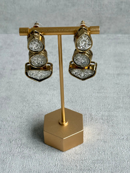 Ayura Designs Zella Earrings – Carved Crystal with Gold Frame Detailing