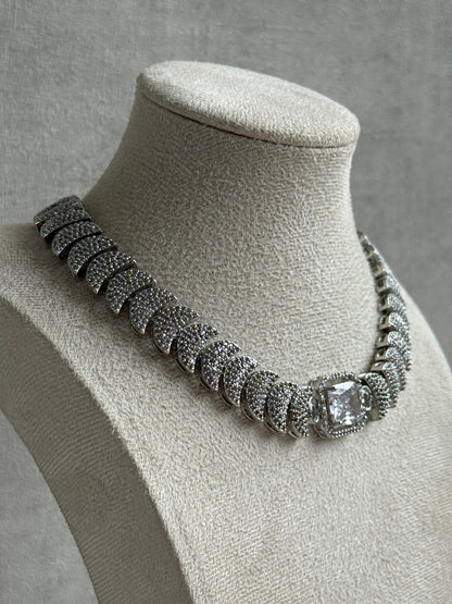 Ayura Designs Arabella Set – Silver Necklace & Earrings with Moissanite Stones