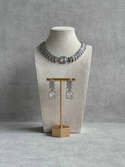 Ayura Designs Arabella Set – Silver Necklace & Earrings with Moissanite Stones
