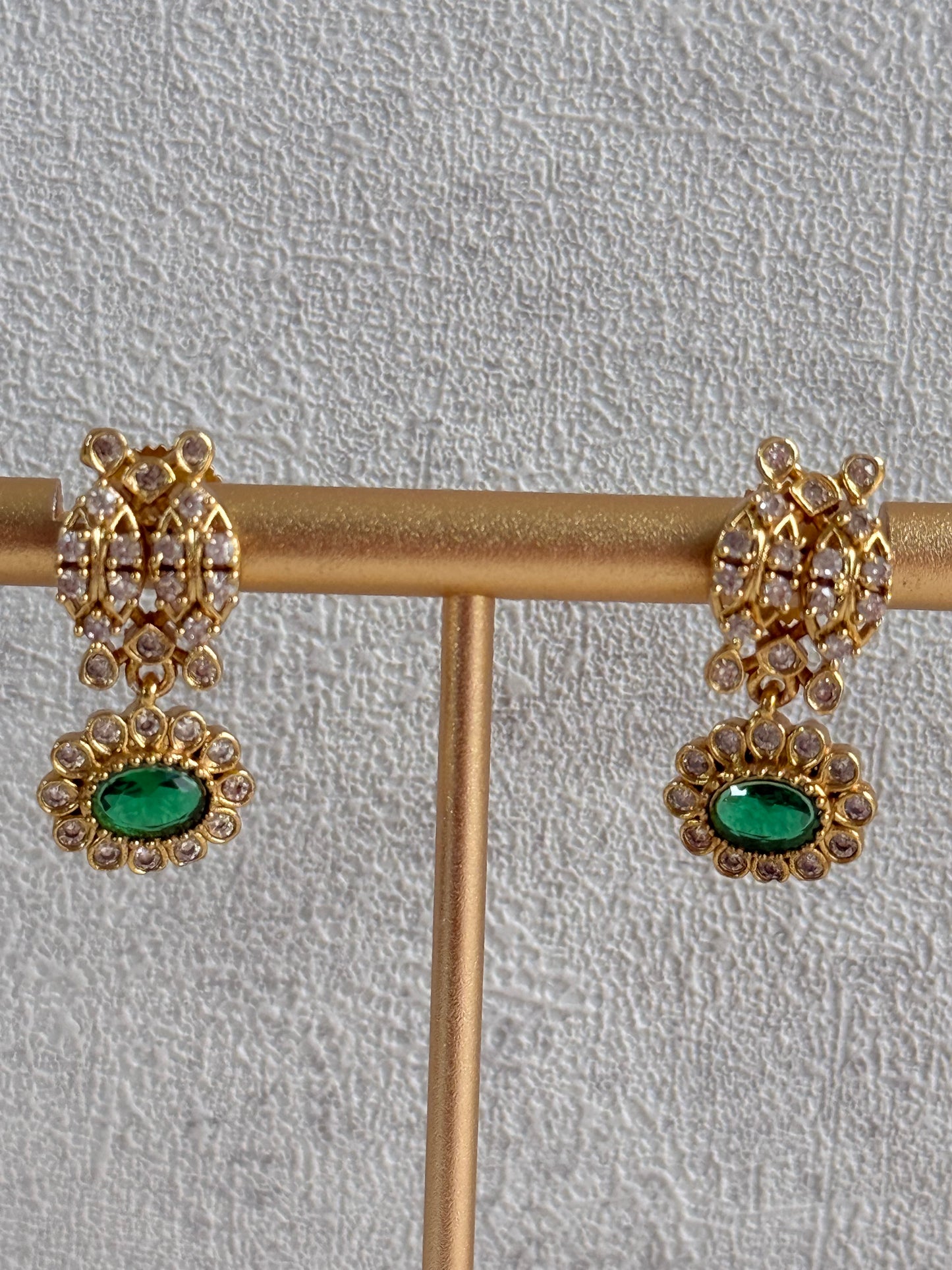 Ayura Designs Elisha Necklace Set with Earrings – Emerald Green & Crystal Stone Detailing
