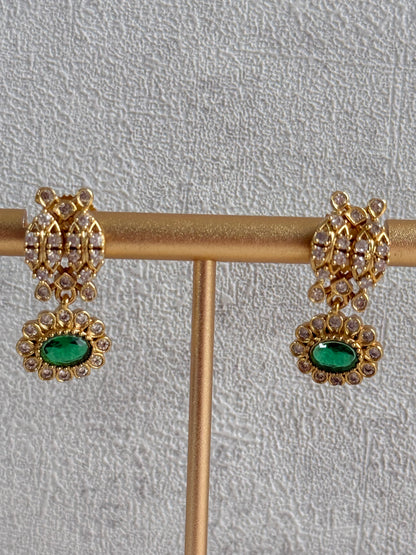 Ayura Designs Elisha Necklace Set with Earrings – Emerald Green & Crystal Stone Detailing