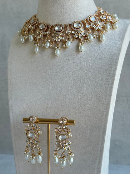 Ayura Designs Ipsita Necklace Set with Earrings – Kundan & Pearl Drop Detailing