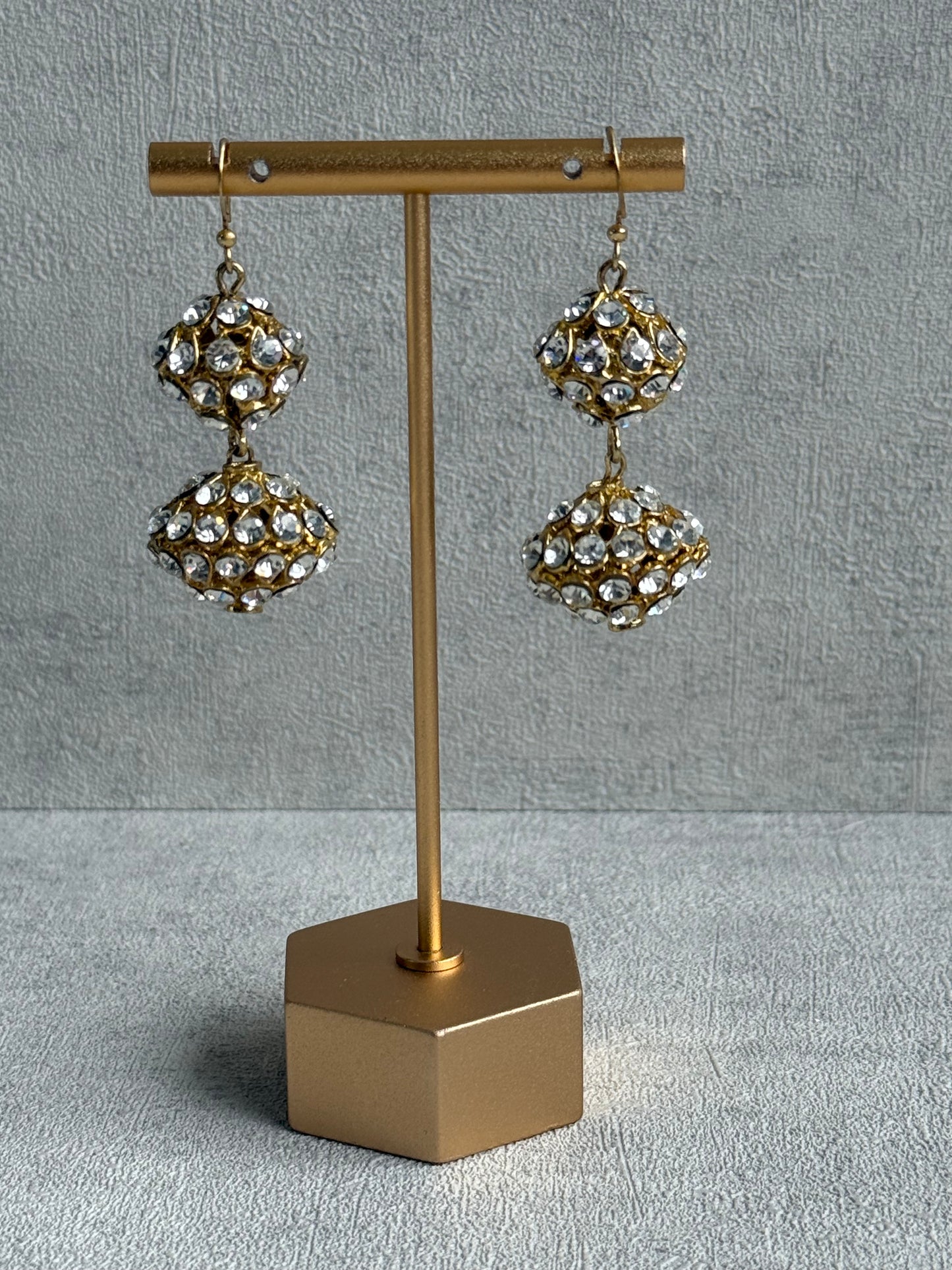Ayura Designs Anisa Jhumkis – Double Dome Jhumkis with Mirror-Cut Stones & Antique Gold Finish