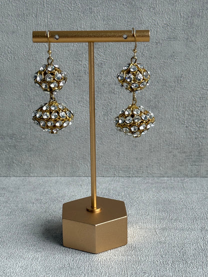 Ayura Designs Anisa Jhumkis – Double Dome Jhumkis with Mirror-Cut Stones & Antique Gold Finish