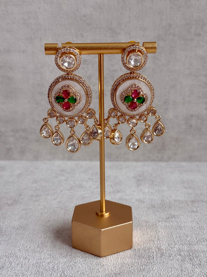 Ayura Designs Wisah Set – Necklace & Earrings with Mirror-Cut Stones, Fuchsia, Emerald & Mother-of-Pearl Detailing