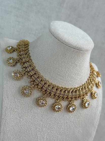 Ayura Designs Elisha Necklace Set with Earrings – Gold & Crystal Stone Detailing