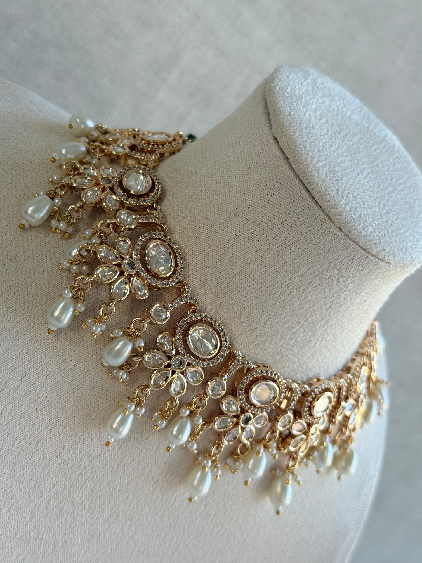 Ayura Designs Ipsita Necklace Set with Earrings – Kundan & Pearl Drop Detailing