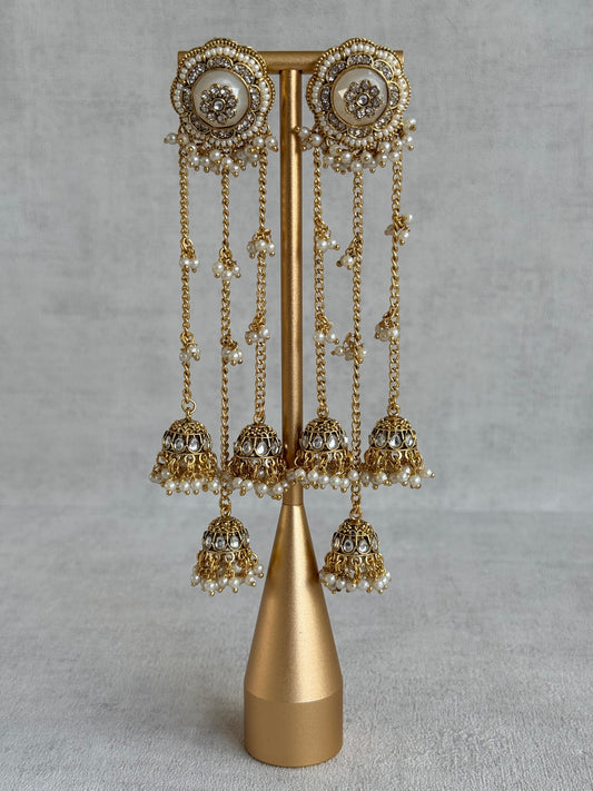 Ayura Designs Saivi Earrings – Mirror Cut Duster Earrings with Jhumki Drops & Pearl Detailing