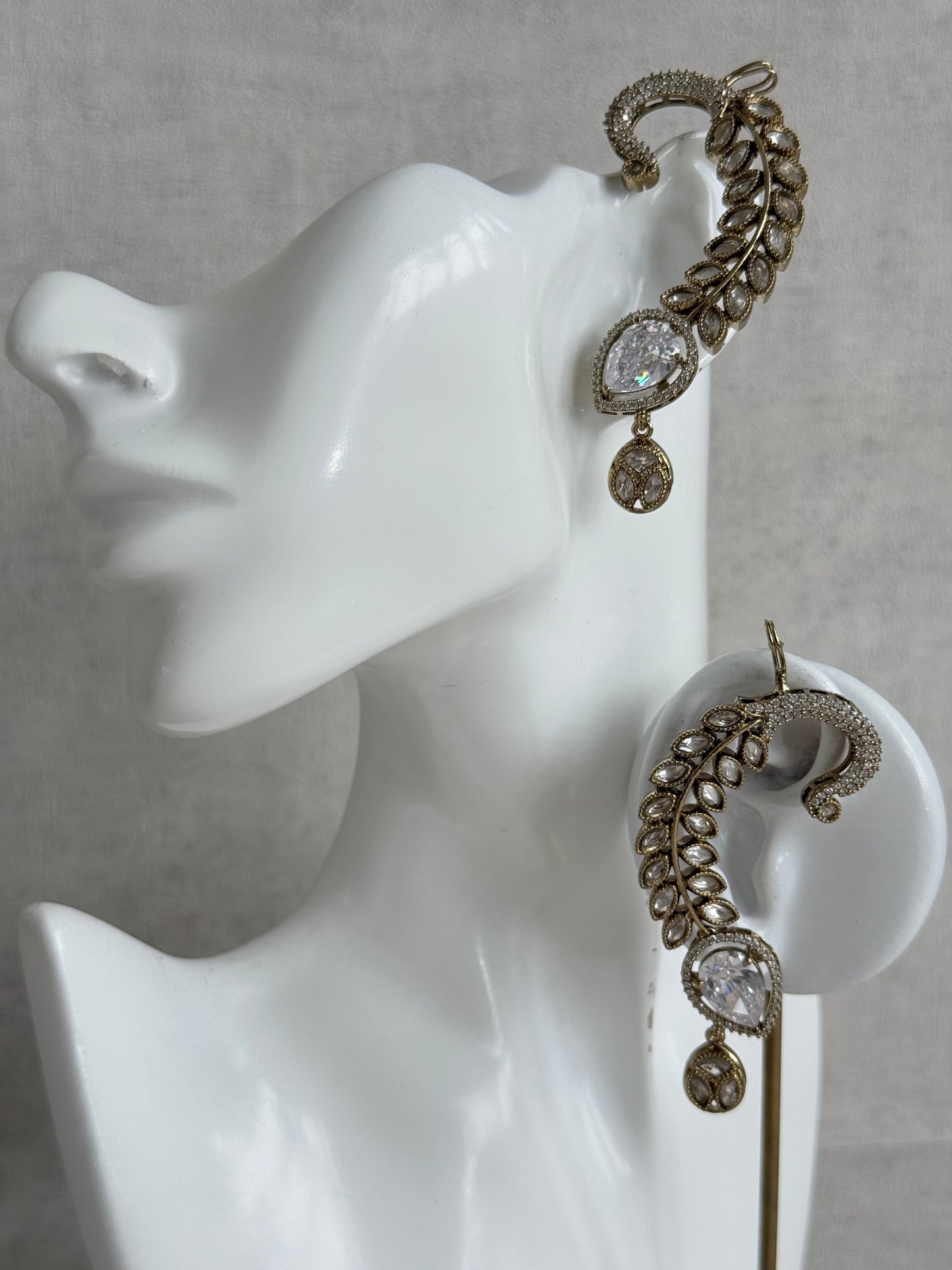Ayura Designs Dvija Jhumkis – Crystal Ear Cuff Earrings