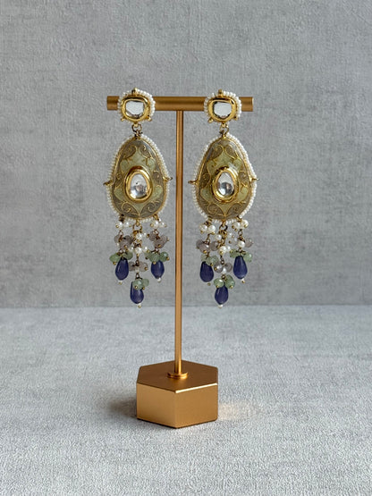 Ayura Designs Zarwali Meenakari Kundan Choker Set with Earrings – Dusty Lavender & Pearl Bead Detailing