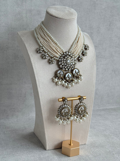 Ayura Designs Callie Set with Earrings – Ivory Pearl & Jadau Detailing