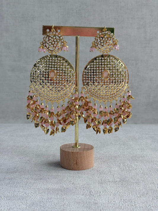 Ayura Designs Seerat Earrings – Blush Pink Gold Pippal Patti Design with Pearls