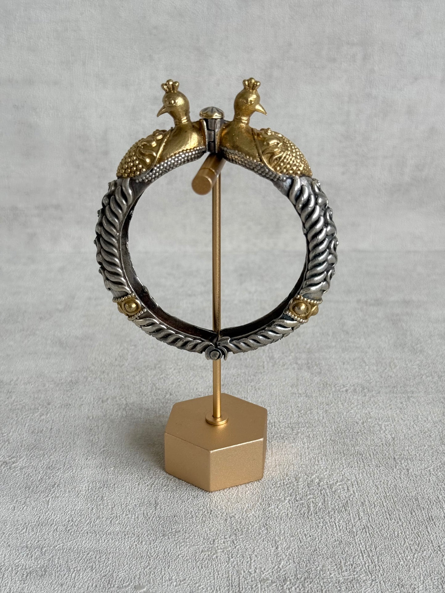 Ayura Designs Aayra Peacock Kangan Bracelet – Dual Tone Twin Peacock Design with Bird Motif Detailing