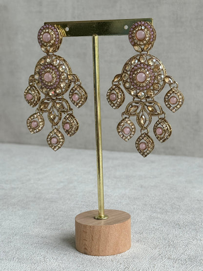 Ayura Designs Vanika Earrings – Lilac, Blush Pink & Champagne Crystal Gold Finish