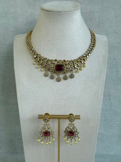Ayura Designs Amreen Set with Earrings – Interchangeable Centre Stones with Peacock Motifs, Crystal Detailing & Pearl Drops