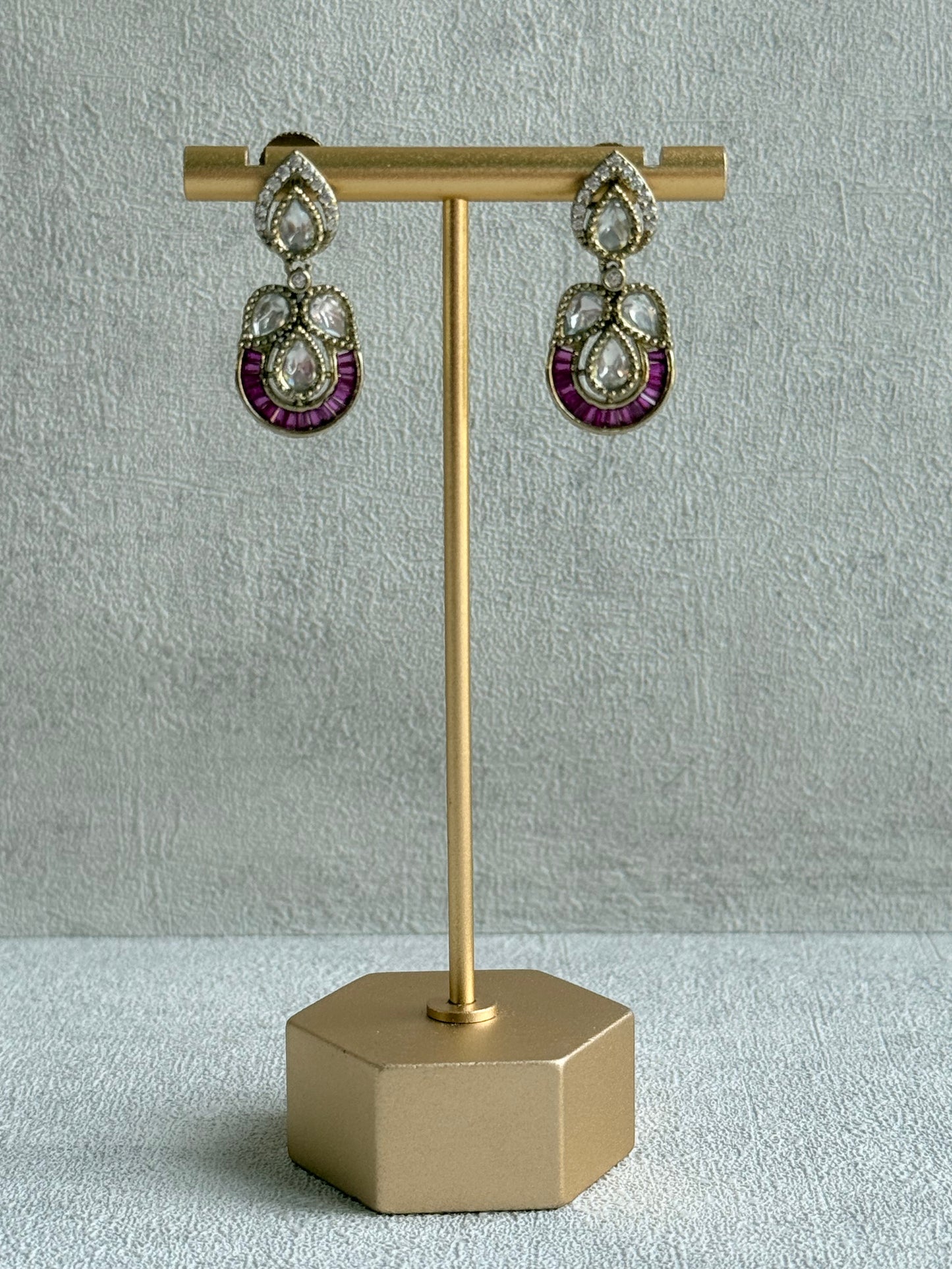 Ayura Designs Katalina Necklace Set with Earrings & Tikka – Rani Pink Stones, Crystals & Antique Gold Finish