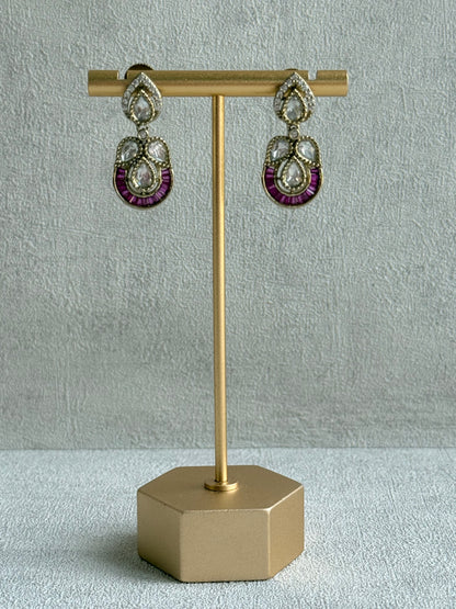 Ayura Designs Katalina Necklace Set with Earrings & Tikka – Rani Pink Stones, Crystals & Antique Gold Finish