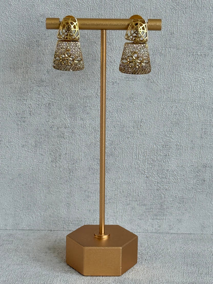 Ayura Designs Vibha Necklace & Stud Earrings Set – Gold Floral Statement Design with Crystal Detailing