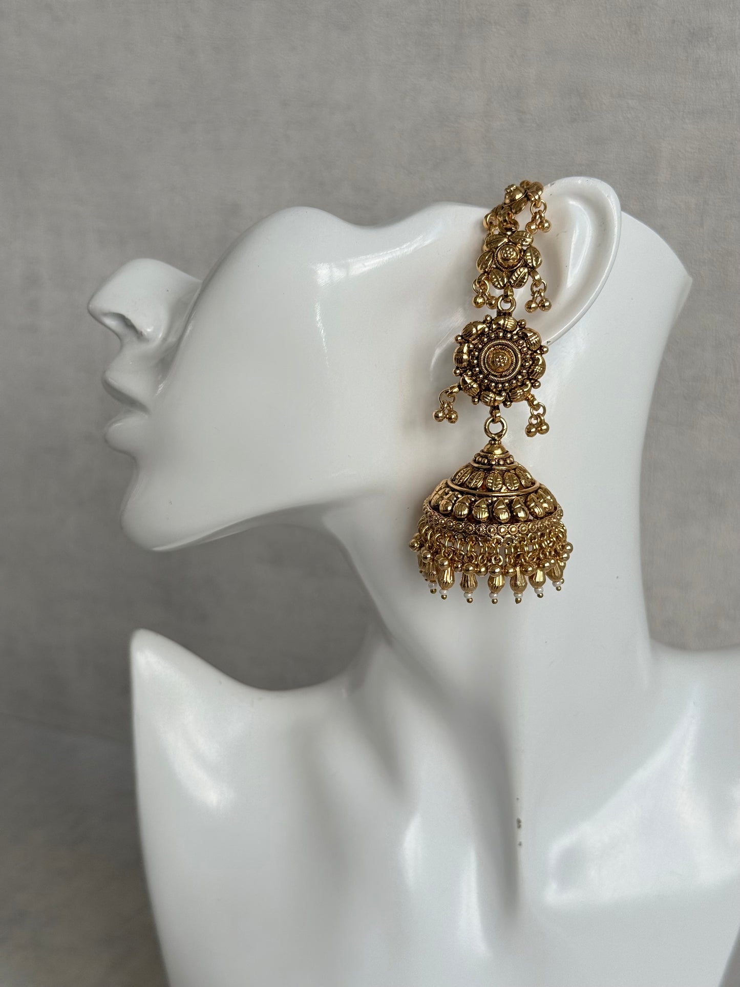 Ayura Designs Amani Sahare Jhumkis – Antique Gold Finish