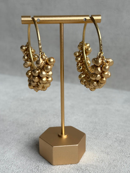 Ayura Designs Ghungroo Balis – Hoop Earrings with Traditional Ghungroo Detailing in Antique Gold Finish